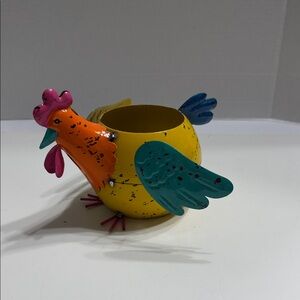 Vibrant Rooster Metal Candle Holder